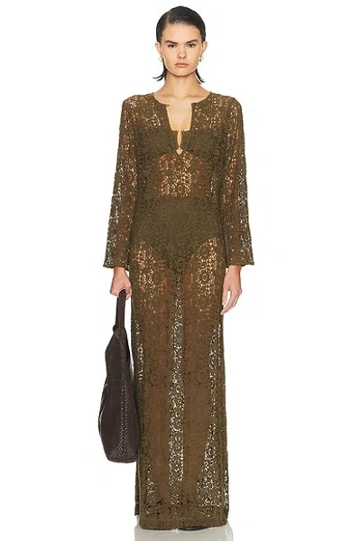 Nili Lotan Della Crocheted Cotton Maxi Dress In Green