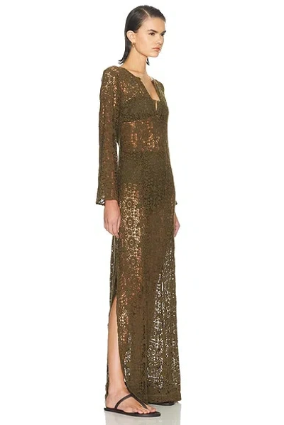 Nili Lotan Della Crocheted Cotton Maxi Dress In Green