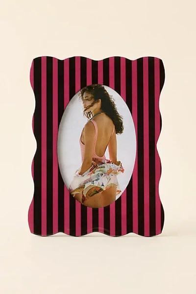 Urban Outfitters Cosette Ceramic 4" X 6" Picture Frame In Stripe At  In Red