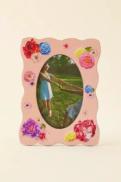 Urban Outfitters Cosette Ceramic 4" X 6" Picture Frame In Floral At  In Pink