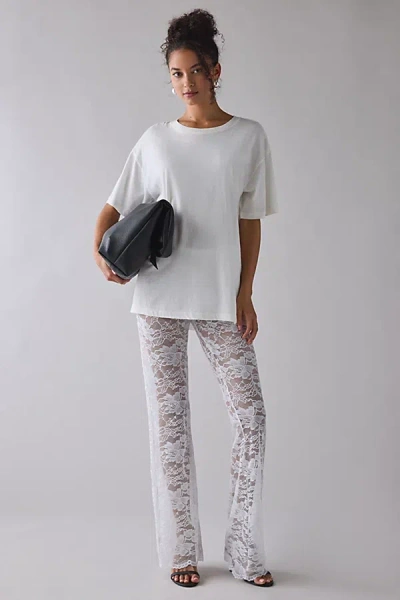 Kimchi Blue Aura Sheer Lace Flare Pant In White, Women's At Urban Outfitters In White
