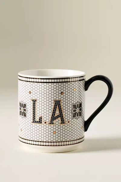 Anthropologie The Bistro Tile Stoneware Mug: Jetsetter Edition In Black