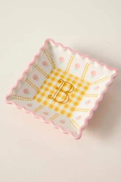 Anthropologie Georgia Monogram Stoneware Trinket Dish In Pink