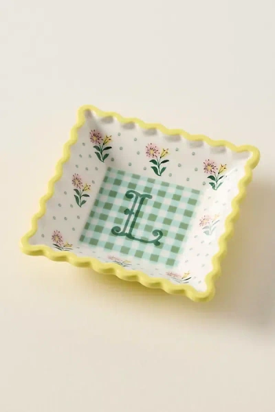Anthropologie Georgia Monogram Stoneware Trinket Dish In Multi