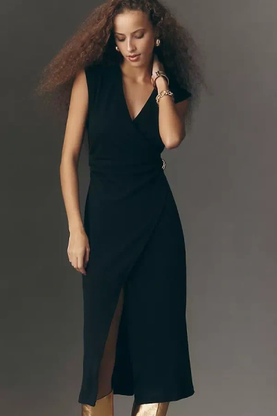 By Anthropologie Sleeveless Knit Hardware A-line Midi Dress In Black