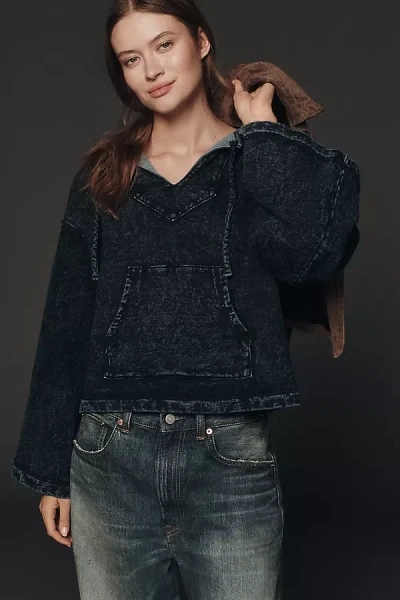 Ever La Indigo French Terry Hooded Sweatshirt In Blue