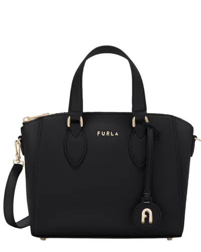Furla Minerva Leather Satchel In Black