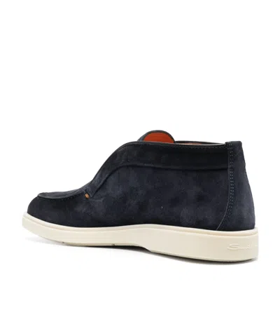 Santoni The Same Color Sewing Loafer Shoes In Black