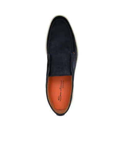 Santoni The Same Color Sewing Loafer Shoes In Black