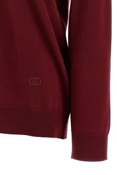 Gucci Women Ultrafine Wool Polo Shirt In Red
