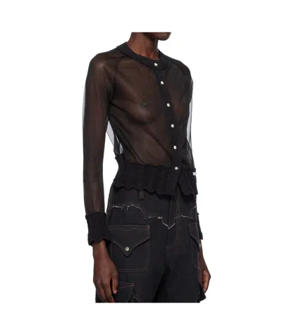 Andersson Bell Sheer Knit Cardigan In Black