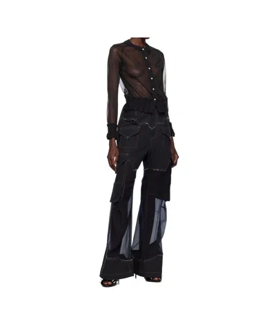 Andersson Bell Sheer Knit Cardigan In Black