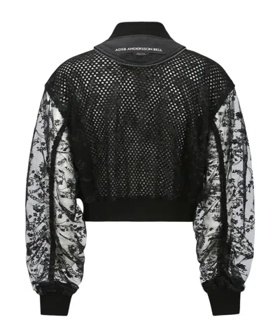Andersson Bell Layered Logo Lace Short Bomber Jacket In Multi