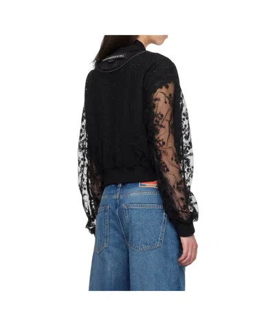 Andersson Bell Layered Logo Lace Short Bomber Jacket In Multi