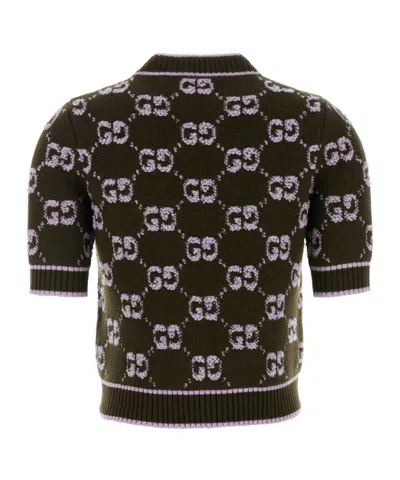 Gucci Wool Sweater Featuring Embroidered Design In Green