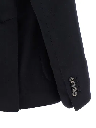 Tagliatore Square Pattern Blazer With Front Pockets In Blue