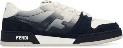 Fendi Match Sneaker In White Leather And Blue Suede Men In Red