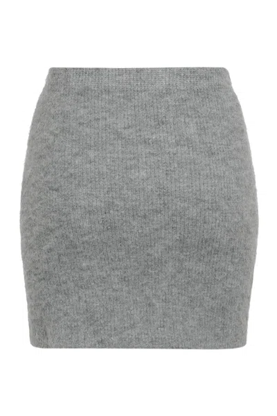 Self-portrait Soft Knitted Miniskirt In Gray