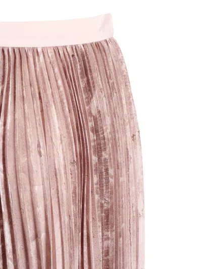 Fabiana Filippi Pleated Printed Satin Wide Long Skirt In Pink