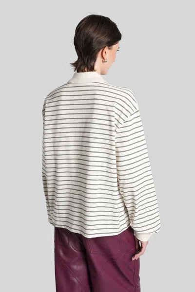 Rotate Birger Christensen Striped Long-sleeve Polo In Neutral