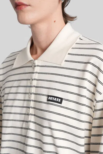 Rotate Birger Christensen Striped Long-sleeve Polo In Neutral
