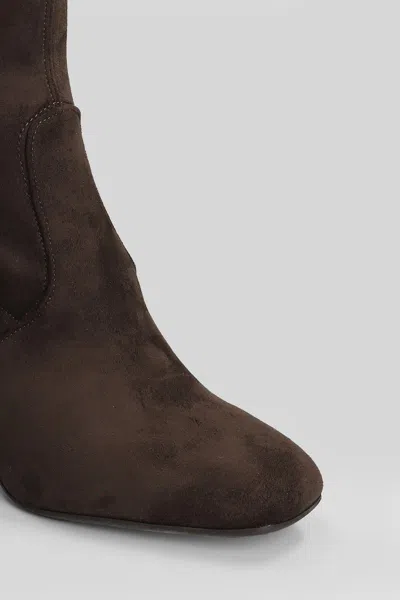 Carmens Emma Stretch High Heels Ankle Boots In Brown