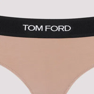 Tom Ford Dusty Rose Modal Slip With Logo In Brown