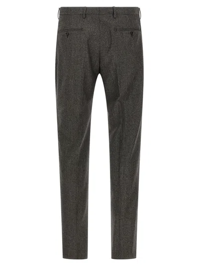 Tagliatore Micro Houndstooth Pattern Wool Suit With Blazer And Tailored Pants In Brown
