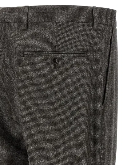 Tagliatore Micro Houndstooth Pattern Wool Suit With Blazer And Tailored Pants In Brown
