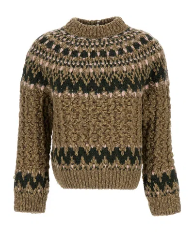 Moncler Patterned Mock-neck Sweater In Multi