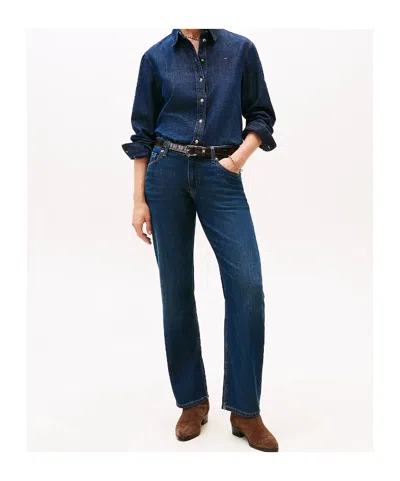 Tommy Hilfiger High Rise Straight Leg Jeans In Blue