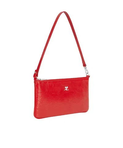 Courrèges Logo-plaque Zipped Pouch In Red