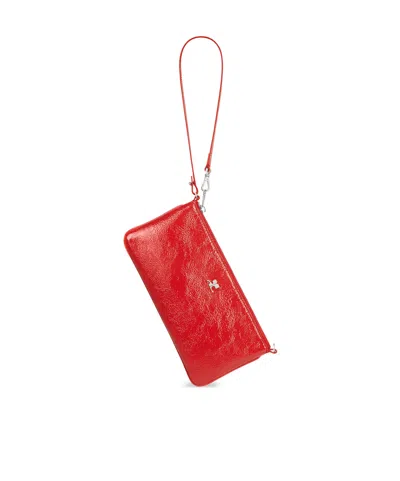 Courrèges Logo-plaque Zipped Pouch In Red
