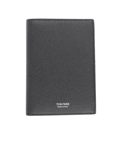 Tom Ford Textured Finish Compact Wallet And Cardholder In Gray