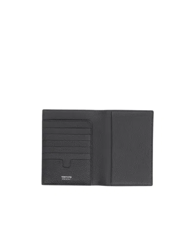 Tom Ford Textured Finish Compact Wallet And Cardholder In Gray
