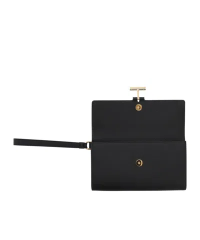 Tom Ford Rectangular Clutch Bag Metal Hardware Wrist Strap In Black