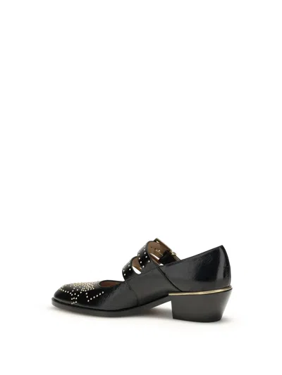 Chloé Susan Pumps Low Heel Round Toe Studs In Black