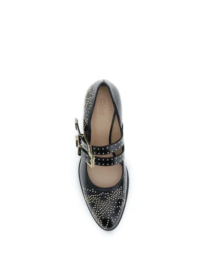 Chloé Susan Pumps Low Heel Round Toe Studs In Black