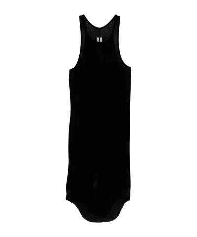 Rick Owens Cotton Racerback Sleeveless Longline Scoop Neck Top In Black