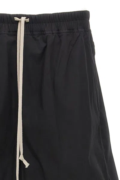 Rick Owens Drawstring Split Cotton Shorts In Black