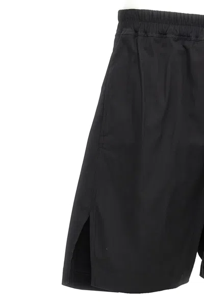 Rick Owens Drawstring Split Cotton Shorts In Black