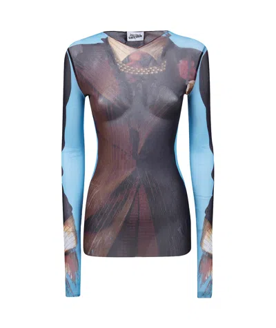 Jean Paul Gaultier Re Edition Tennis Mesh Graphic Top In Multi