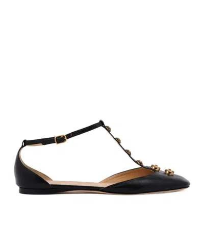 Chloé Celeste Embellished Leather Ballet Flats In Black