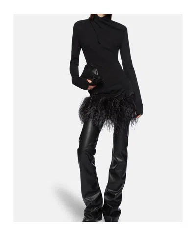 Attico Cross Neck Design Wool Sweater In Black