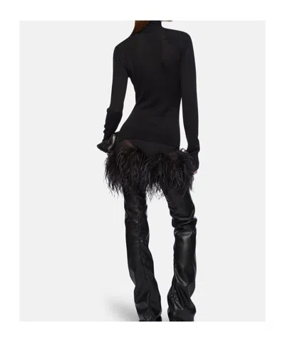 Attico Cross Neck Design Wool Sweater In Black