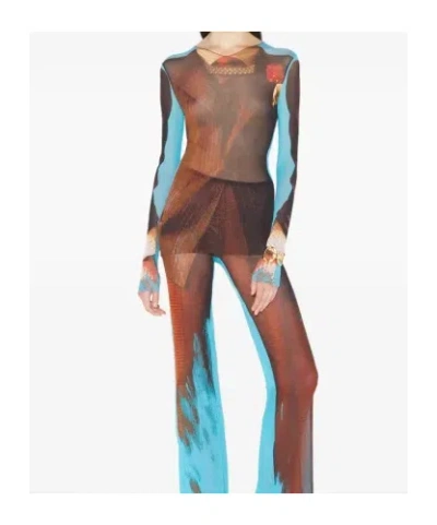 Jean Paul Gaultier Re Edition Tennis Mesh Graphic Top In Multi