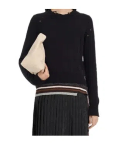 Mm6 Maison Margiela Striped Crewneck Sweater In Black