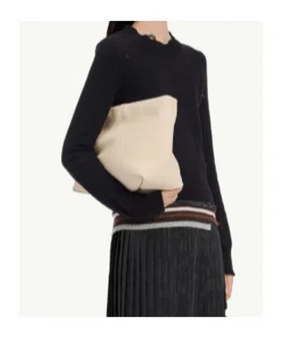 Mm6 Maison Margiela Striped Crewneck Sweater In Black