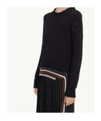 Mm6 Maison Margiela Striped Crewneck Sweater In Black