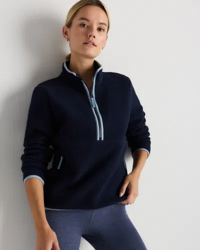 Quince Women's Sherpa Half-zip Jacket In Blue